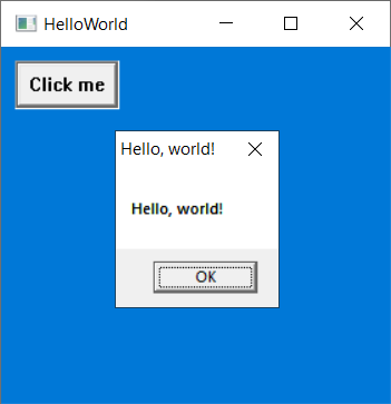 Image of running HelloWorld.exe program