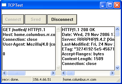 (Image of TCPTest app)